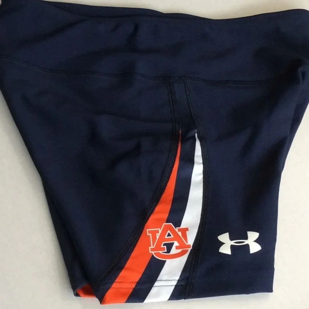Under Armour Navy Athletic Shorts with Orange & White Auburn Logo